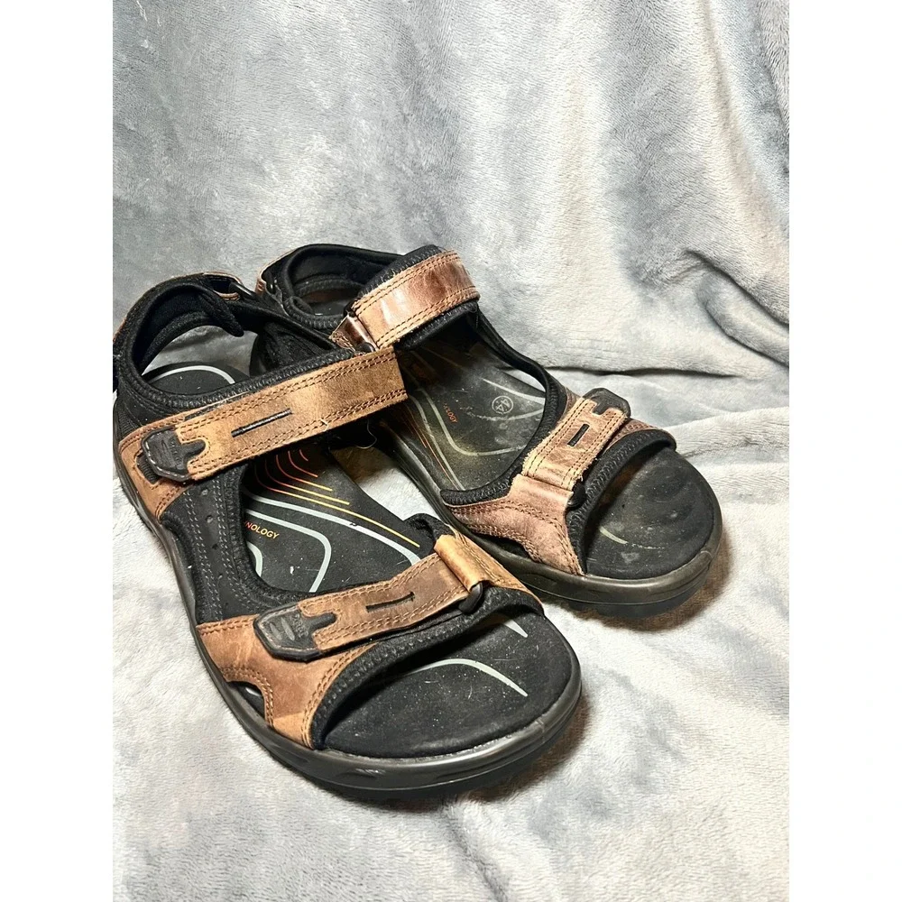 ECCO Receptor Leather Strap‎ Outdoor Sandals Men's 44 Brown Hiking Comfort Shoes